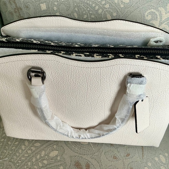 NWT COACH Drew Satchel/ Chalk and  SnakeSkin detail - Picture 12 of 13
